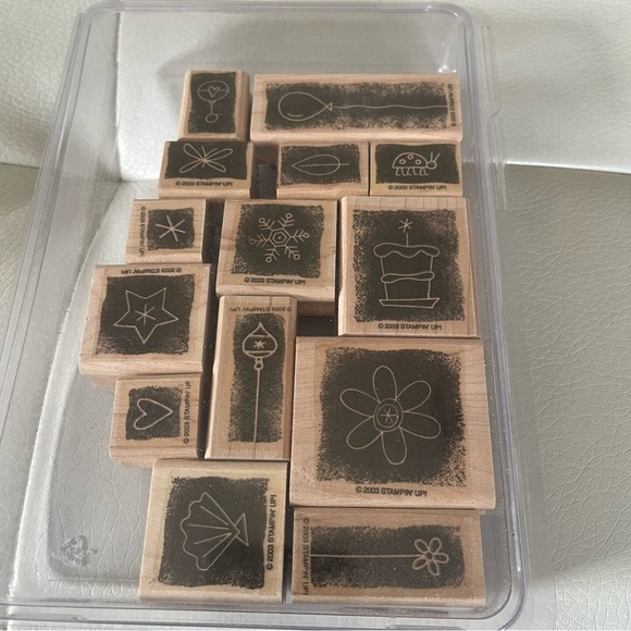Vintage Stampin' up Stripple Celebrations Wooden Craft stamp set - Picture 1 of 12